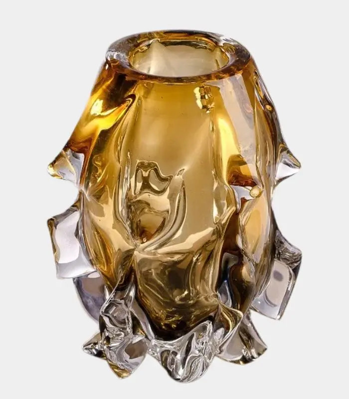 Solstice Amber Flow Crystal Art Glass Vase