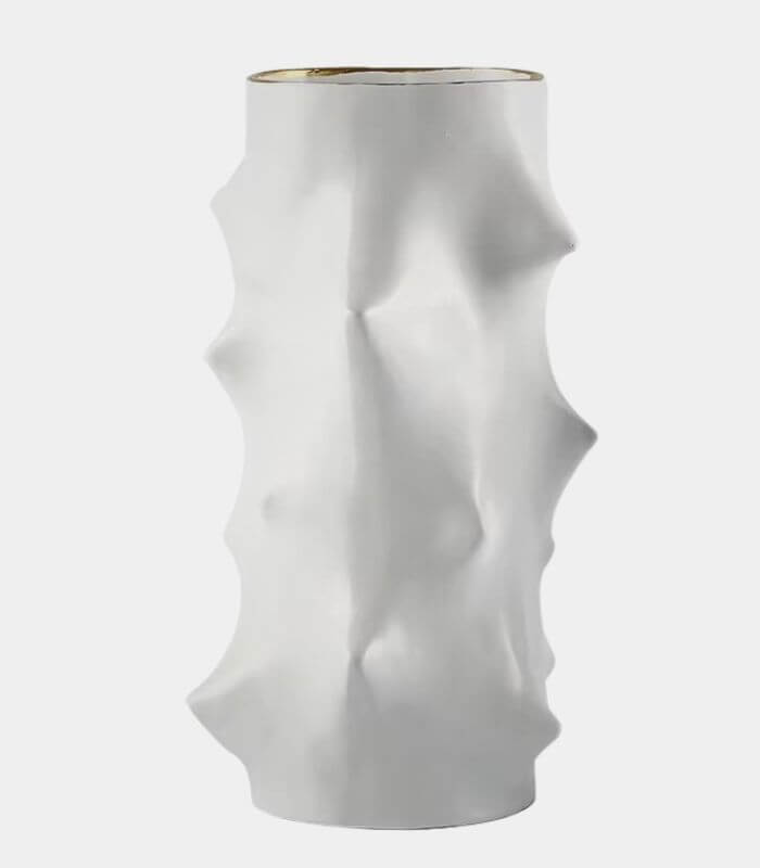 Sculptural Resin Vase – Contemporary Geometric White Design Large