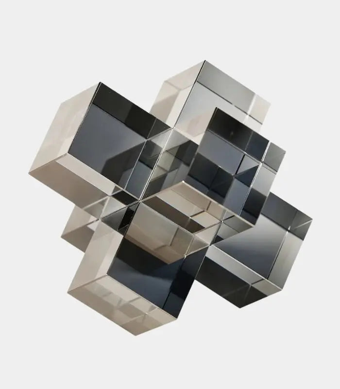 Modern Geometric Crystal Glass Sculpture – Abstract Décor Accent