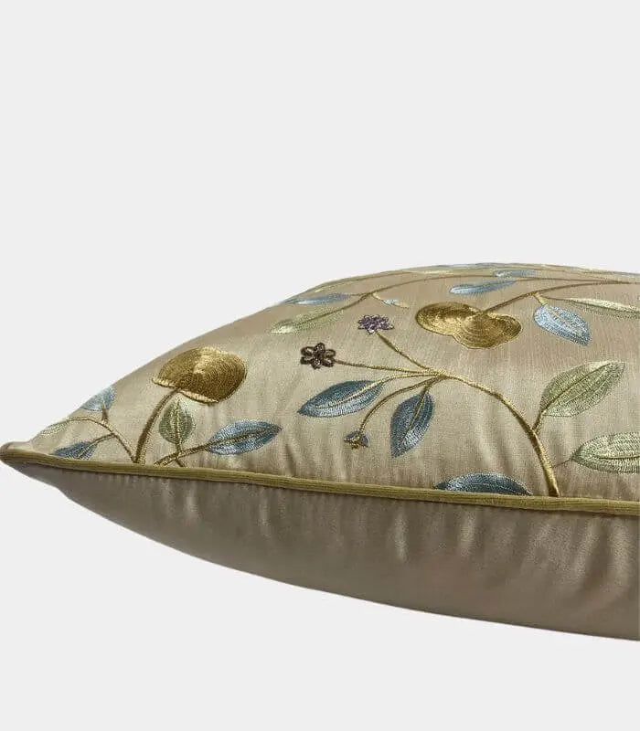 Embroidered Botanical Cushion Cover – Satin Finish 45x45 cm