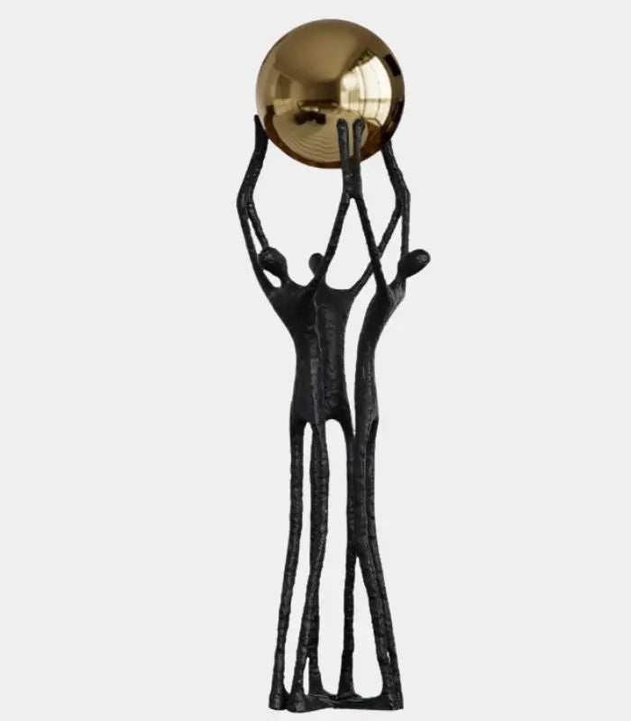 Atlas Collective Sculpture - Modern Abstract Human Form with Gold Sphere 40 cm