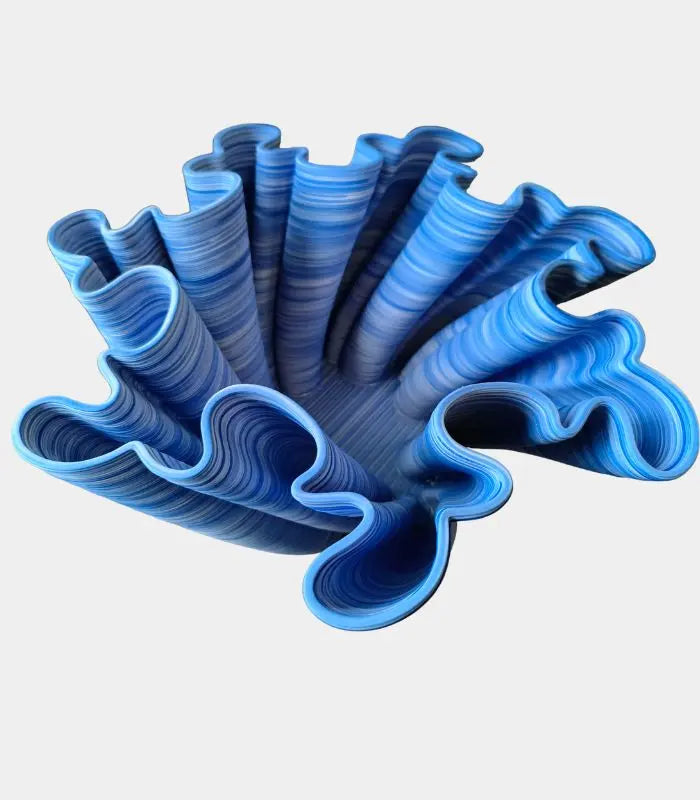 Modern Ceramic Wave Design Vase Centerpiece Bowl 33 cm Sea Blue