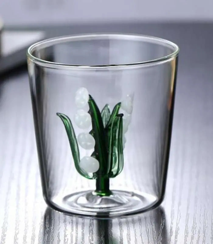 Drinking Glass Lily Of The Valley Transparent Hand-Blown Glass 300 ml