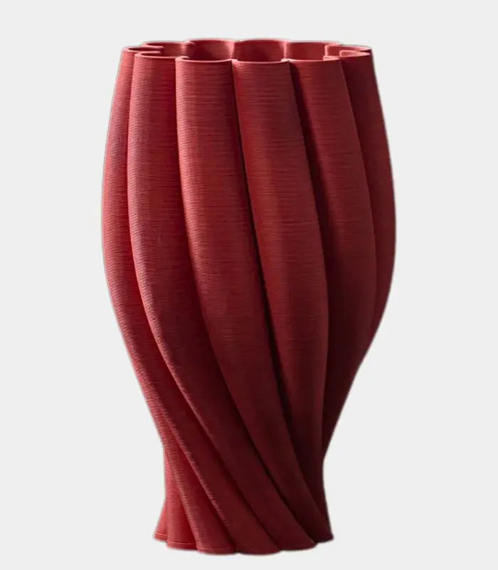 Crimson Ceramic Spiral Vase – Contemporary Twisted Design 32 cm (12.6 in)