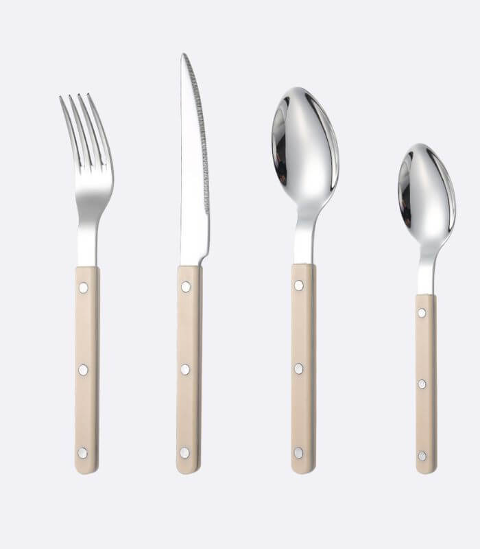24 Pcs Ivory European-Inspired Cutlery Set 18/10 Stainless Steel Set for 6 People
