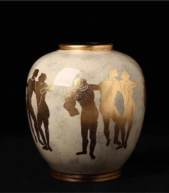 Matisse Golden Silhouettes Ceramic Vase - Elegant Art Deco Home Décor (29cm/11.4")