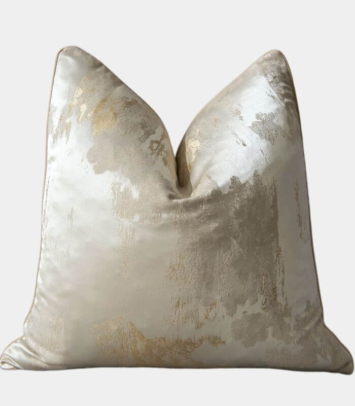Ethereal Brushstroke Accent Pillow Cover | Handcrafted Metallic Detail Cushion