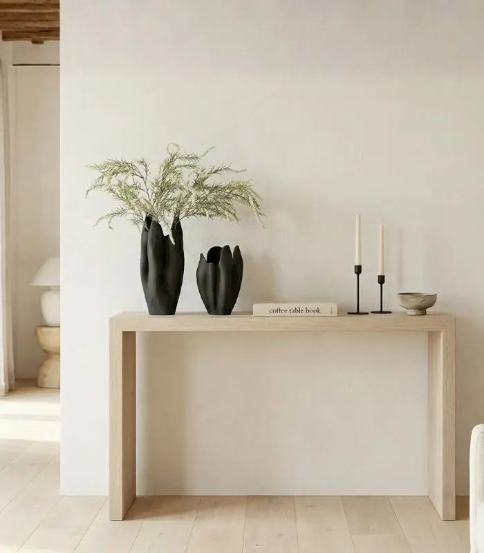 Noir Ceramic Vase Black Textured