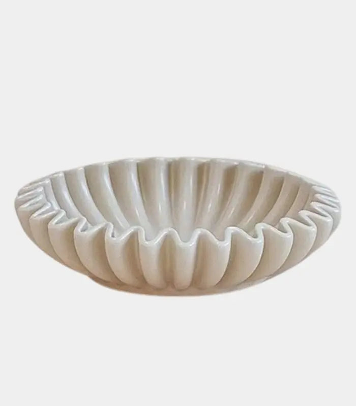 Margot Fluted Ceramic Bowl – Sculptural Cream Design 21 cm