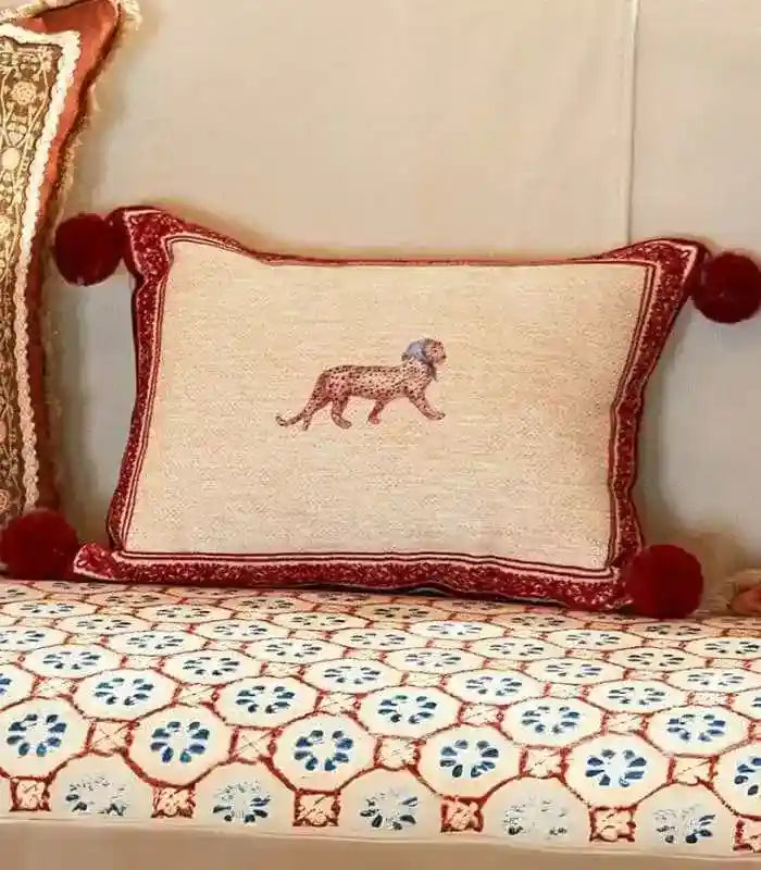 Vintage Style Cushion Cover Decorative Pillow Case Pompon Tassels 30x40 cm (In 11.81x15.75 in)