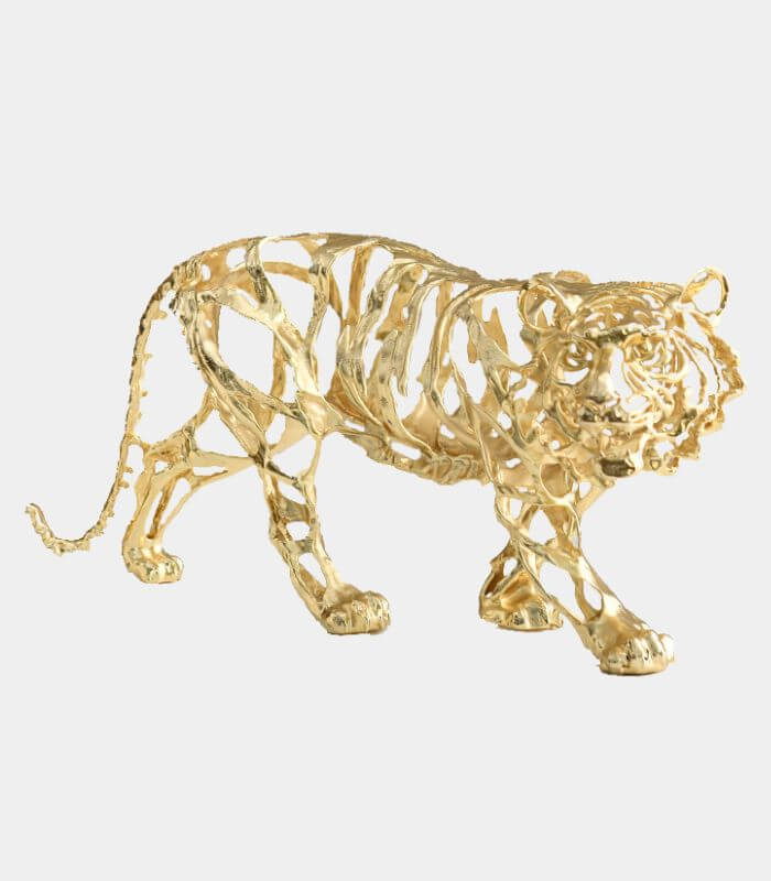 Golden Tiger Sculptural Accent Piece Decorative Sculpture Large 32 cm