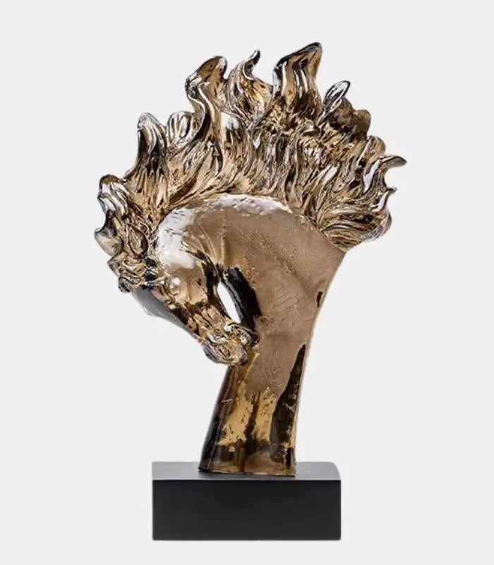 Horse Head Sculpture Resin Statue – Equestrian Home Décor with Black Base (31 cm)