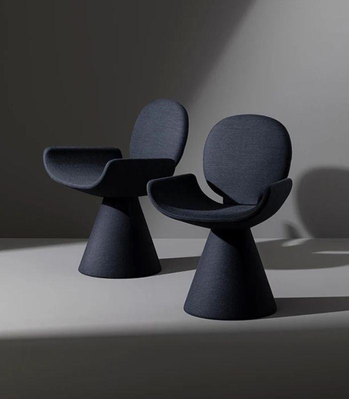 Modern Veritas Dining Chair Loomis - Flannel Upholstery with Wooden Frame in Black or Grey Soft