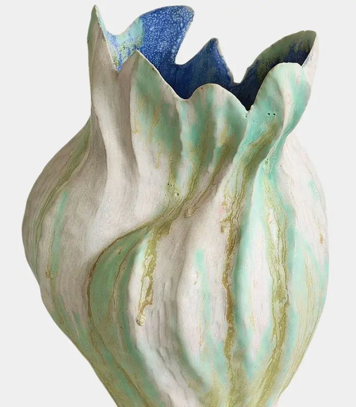 Marea Sculptural Ceramic Vase – Handpainted Artisan Collection
