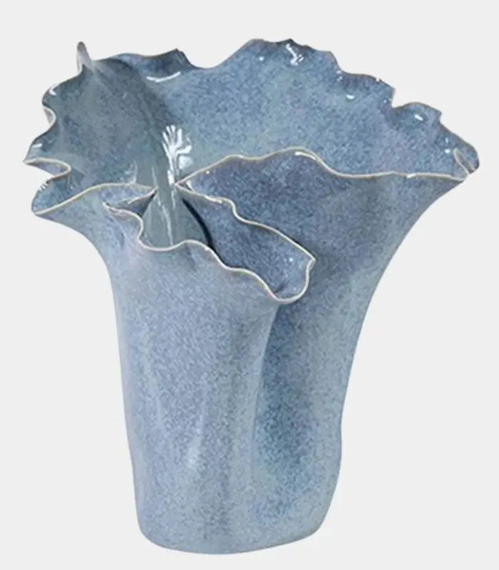 Azure Porcelain Vase – Handcrafted Floral Form 29.5 cm Blue