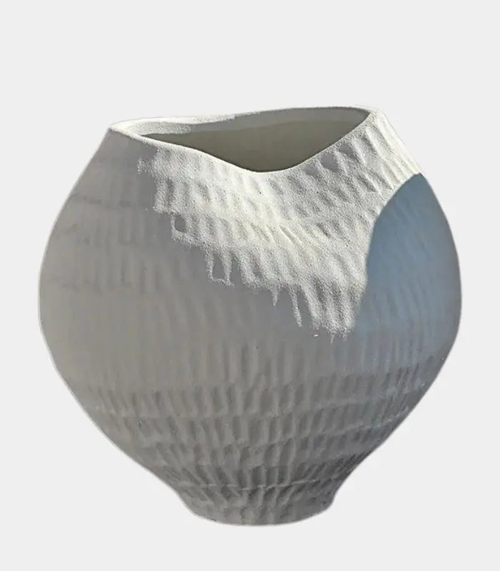 Ripple Ceramic Vase – Textured Sculptural Design White