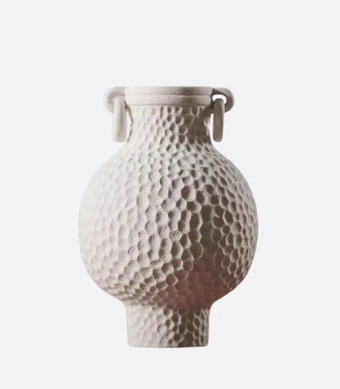 Table Top Vase Amphora Ceramic Off White