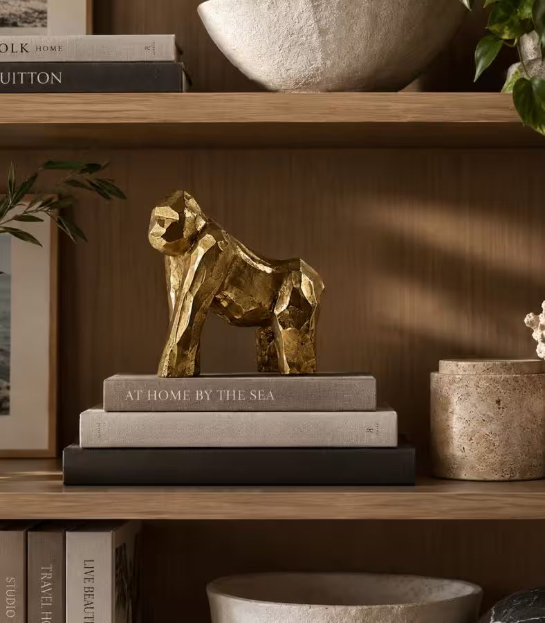 Castellan Gold Resin Gorilla Sculpture | Faceted Decorative Animal Figure 21 cm / 8.3 in