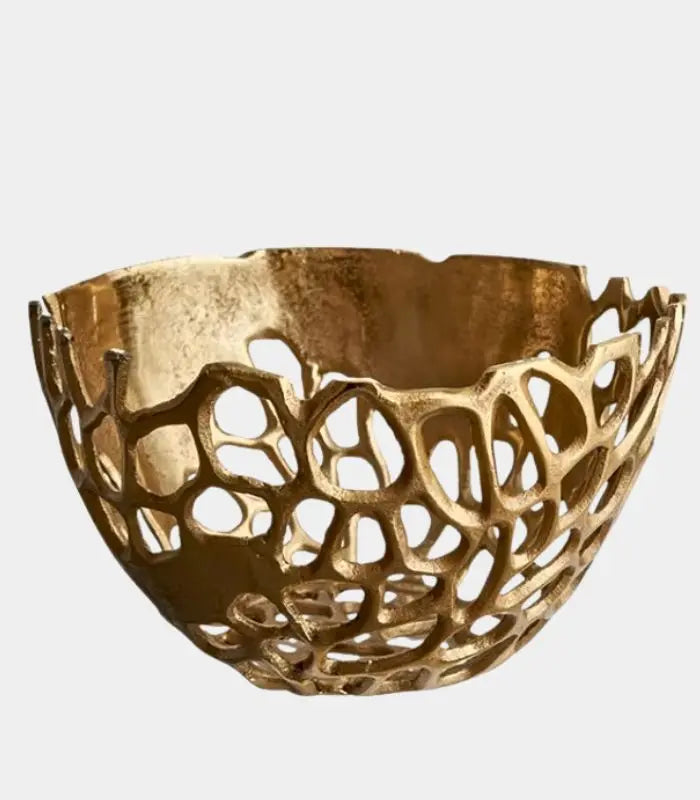 Aurelia Golden Decorative Bowl – Organic Lattice Design 25 cm (9.84 in)
