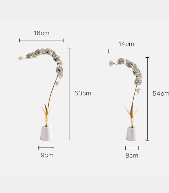 Orchid Stem in Marble Stand Sculpture Porcelain