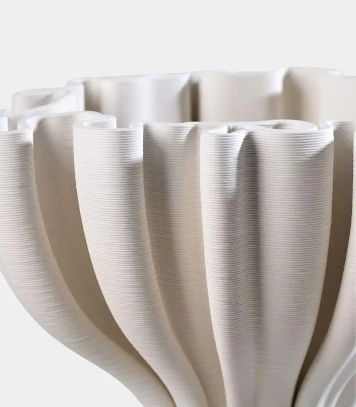 Mirabelle Ceramic Vase – Sculptural Fluted Design 26 cm (10.24 in) White