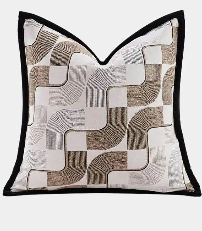 Architectural Flow Cushion Cover – Premium Woven Jacquard Design Square