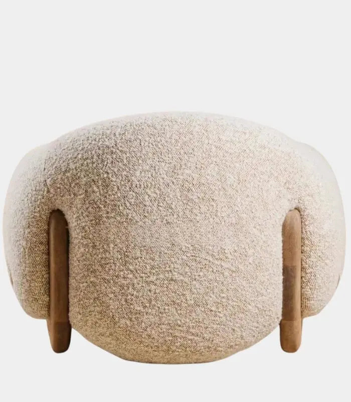 Modern Sculptural Lounge Chair – Contemporary Ash Wood & Bouclé Design