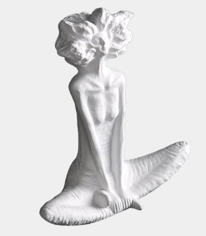 Modern Decorative Sculpture Meditation Decorative Sculpture - White Resin Art 32 cm