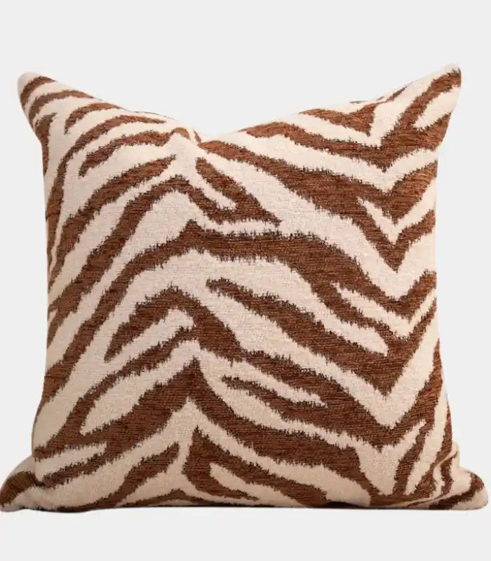 Ketzia Woven Chenille Cushion Cover, Chevron Stripe Pattern Rust & Cream