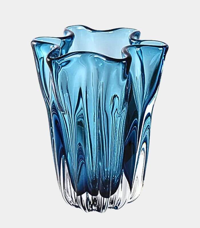 Azure Bloom Glass Vase - Handmade Decorative Vase in Two Sizes Blue