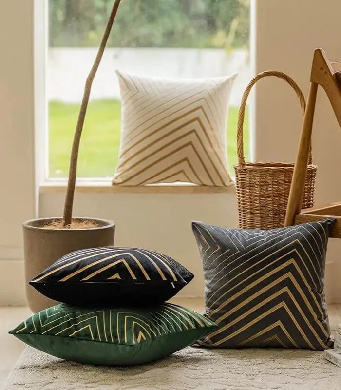 Paddy Velvet Cushion Cover with Gold Embroidery