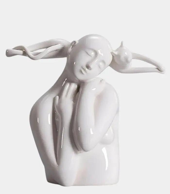 Whispering Muse Resin Sculpture - Elegant Abstract Home Decor 28 cm