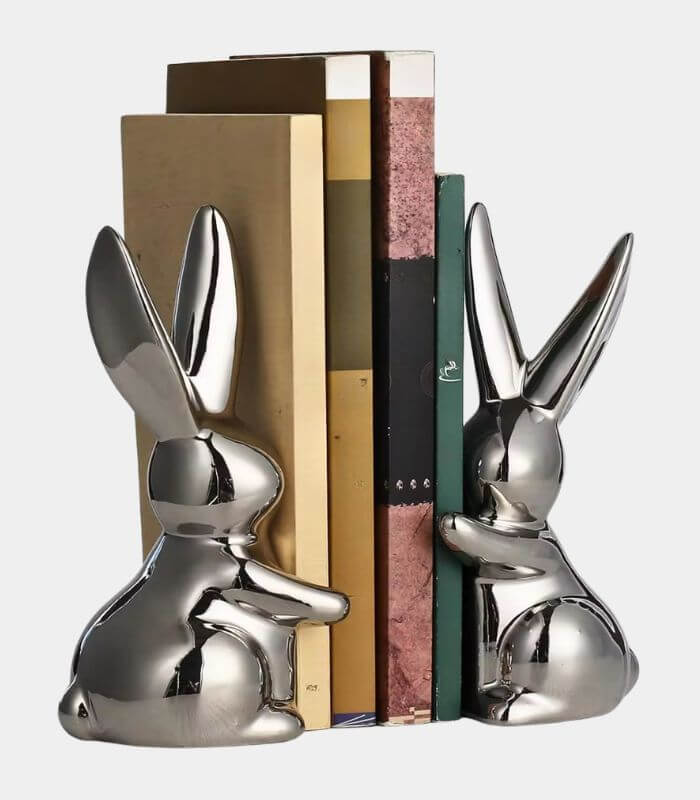Set 2 Pcs Bunny Rabbit Ceramic Bookends 18 cm