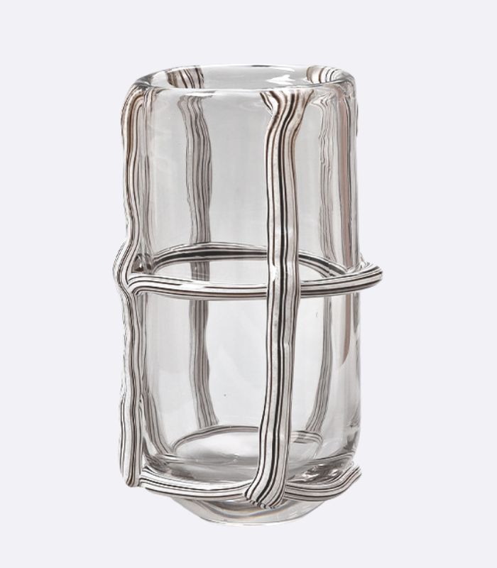 Artisan Hand Blown Glass Vases - Sculptural Elegance Black and White