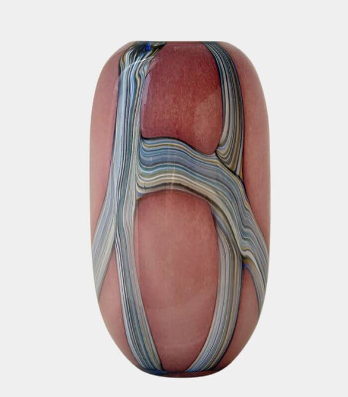 Agate Swirl Art Glass Vase | Blush Terracotta 27 cm