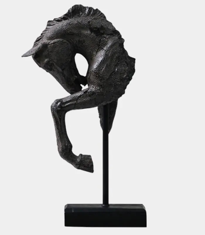 Contemplative Equine Decorative Sculpture Artisan Resin Object Large 43 cm (16.9 in) Black