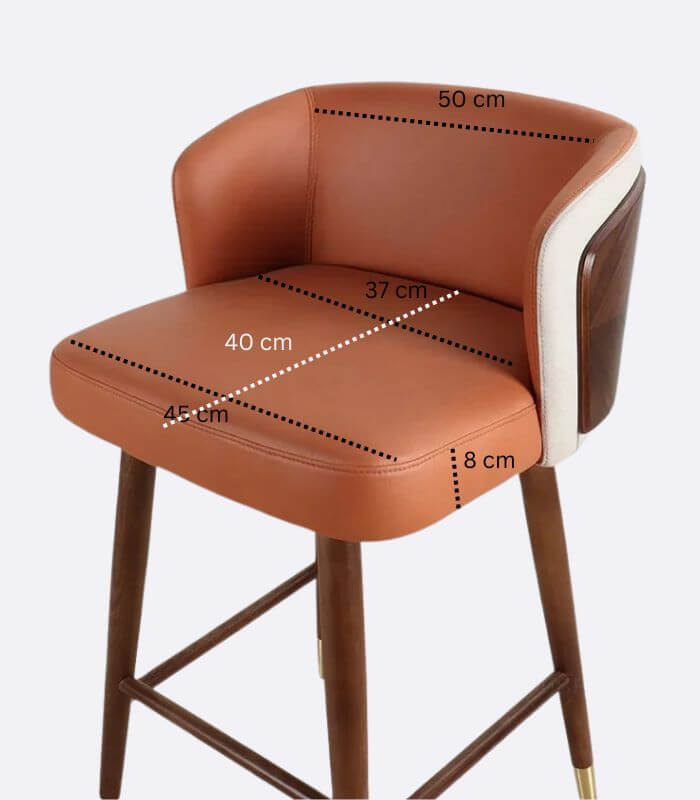 Hollyfield Modern Leather Bar Chair Terra Cotta Brown & White Wood