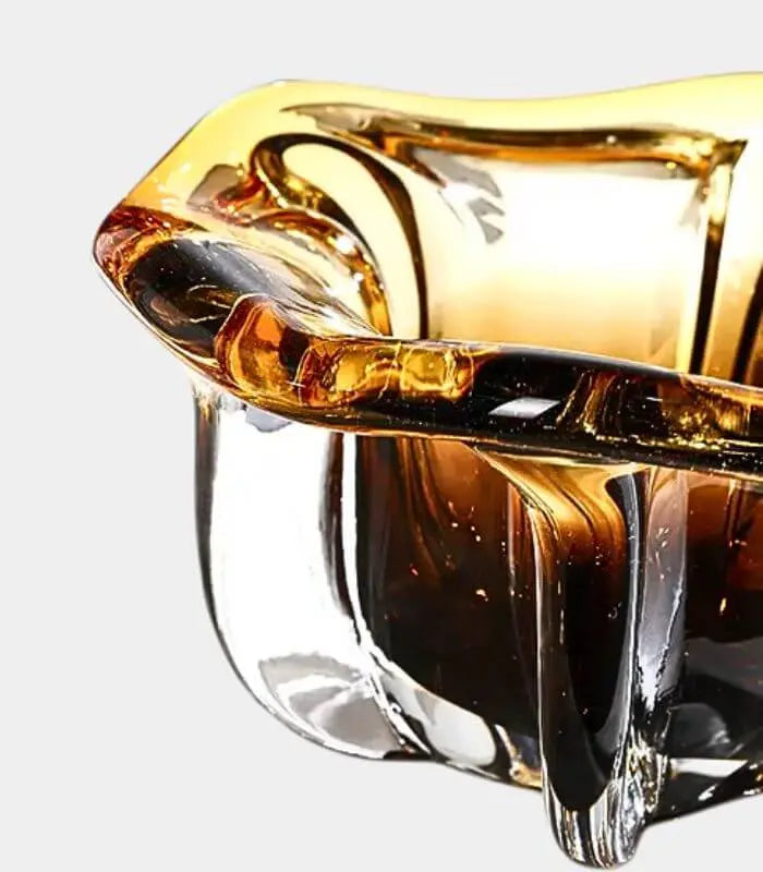 Aurelius Amber Ombré Handcrafted Glass Bowl – Artisanal Petal-Shaped Design 20x10 cm