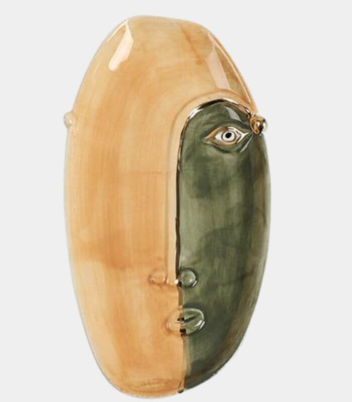 Artisanal Dual-Tone Face Ceramic Decorative Dish | Modern Abstract Art Catchall Tray