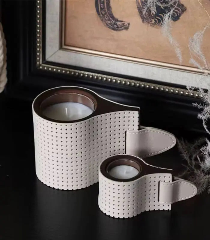 Perforated Leather Candle Holder – Modern Design