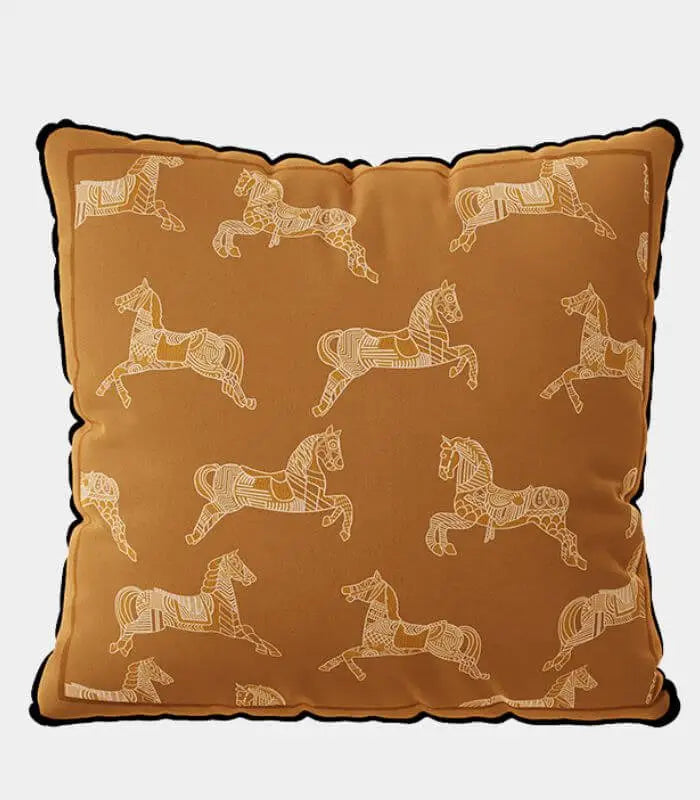 Galloping Equestrian Decorative Velvet Throw Pillow | Heritage Collection 45 cm