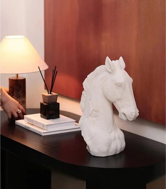 Majestic Horse Head Sculpture – Pearl White Resin Bust