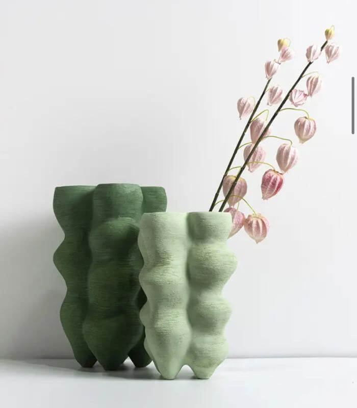 Table Vase Large Handcrafted Resin Light Green Tall Vase 32 cm