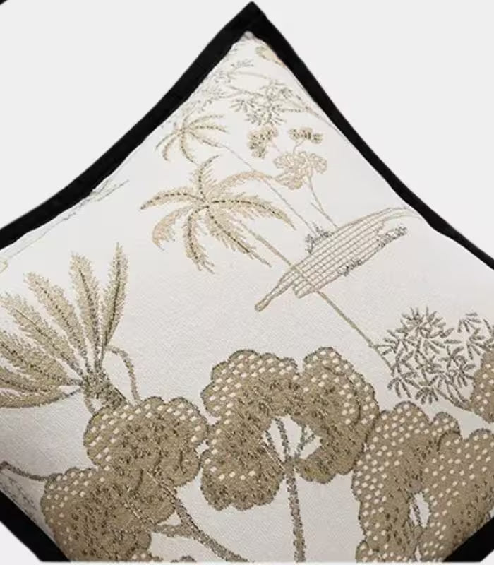 Botanical Embroidered Cushion Cover – Nature-Inspired Design
