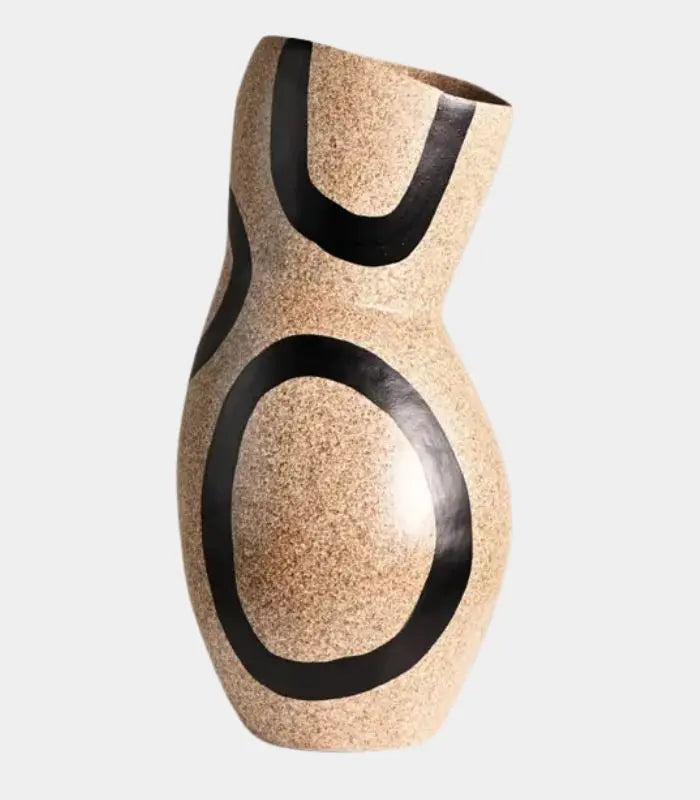 Zenobia Vase – Abstract Geometric Design Resin Warm Sand 42 cm (16.53 in)
