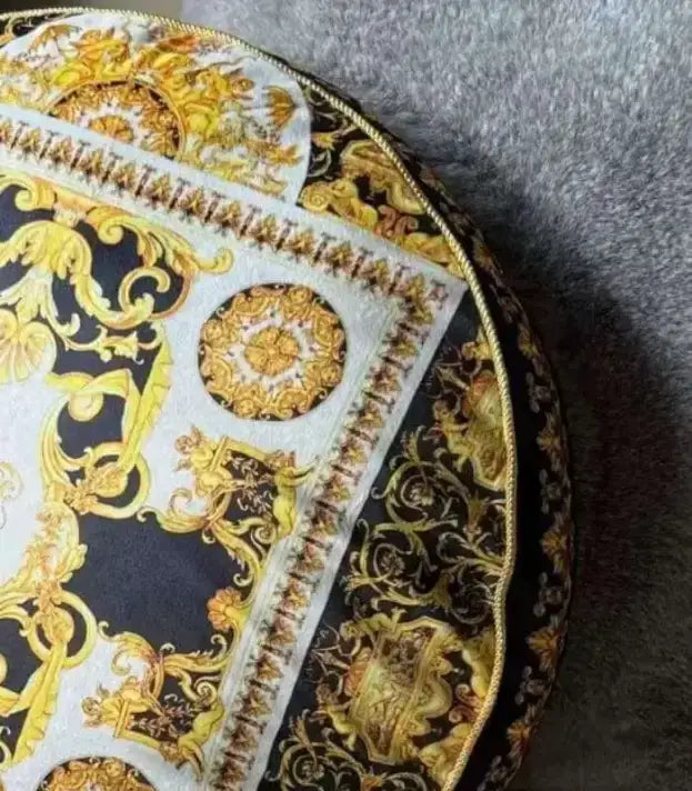 Versailles Royal Baroque Round Cushion Cover - Velvet Decorative Pillow Case (45cm/18")