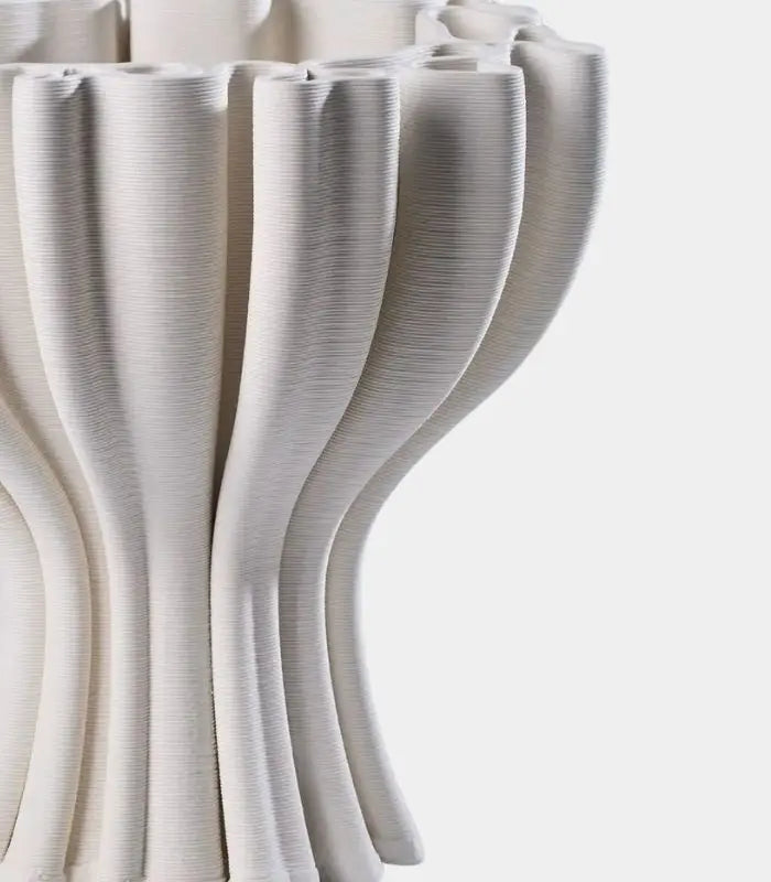 Mirabelle Ceramic Vase – Sculptural Fluted Design 26 cm (10.24 in) White