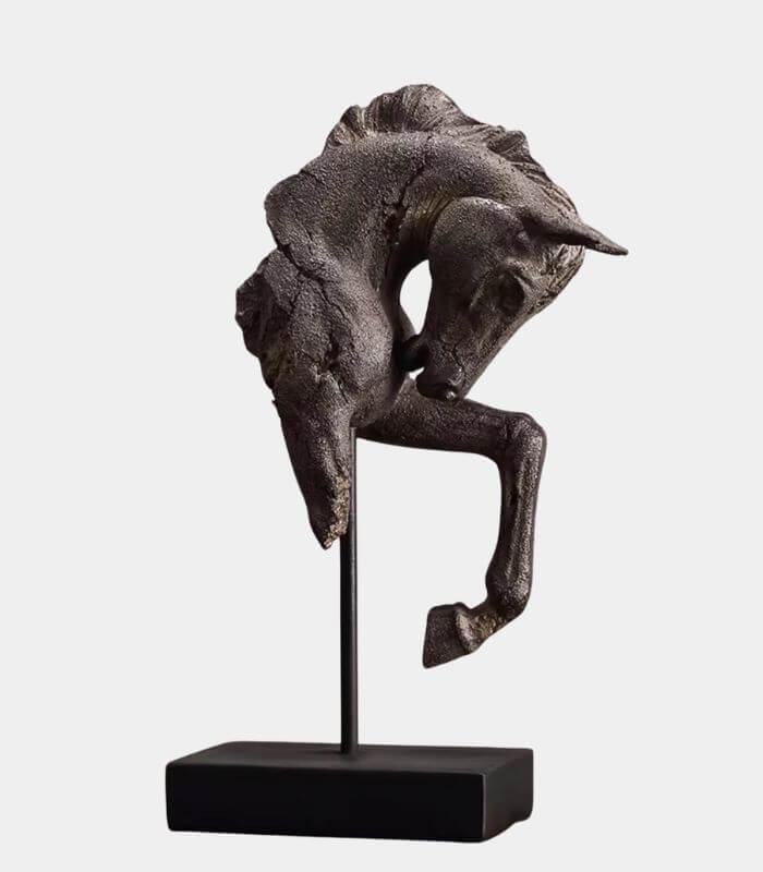 Contemplative Equine Decorative Sculpture – Artisan Resin Masterpiece Large 43 cm