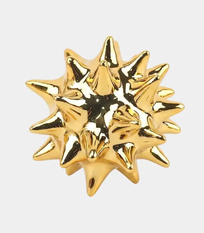 Astra Gold Resin Sculptural Object – Sea Urchin-Form Decorative Sphere, 2 Sizes