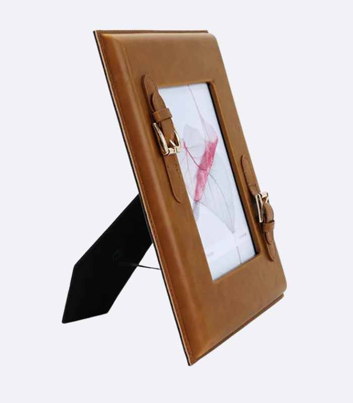 Brown Leather Photo Frame with Buckle